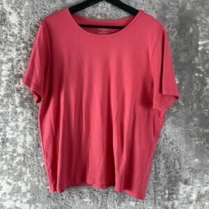 LL Bean Plus Size 1X Supima Cotton Minimalist Basic Top Pink Short Sleeve Shirt